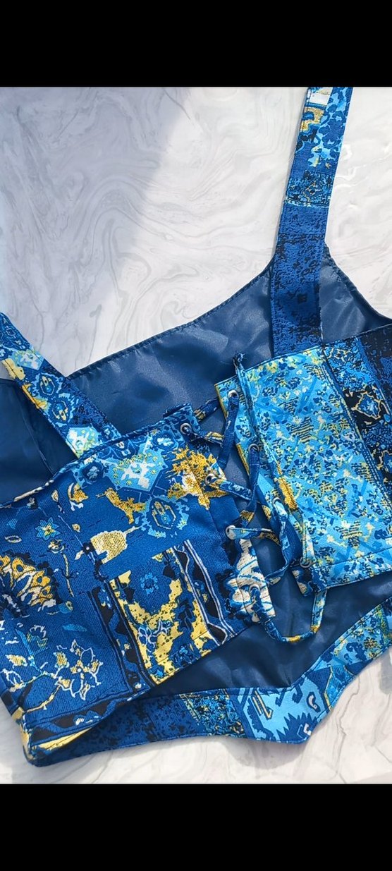 Kadın Mavi Büstiyer Korse - Görsel 3