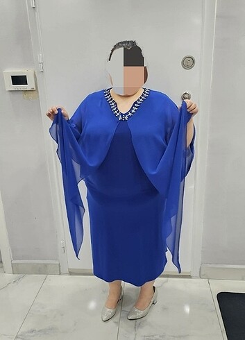 Diğer Taşlı Saks Mavisi Abiye