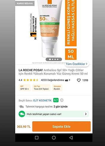 La roche posay güneş kremi 