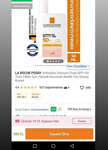 La roche posay güneş kremi 