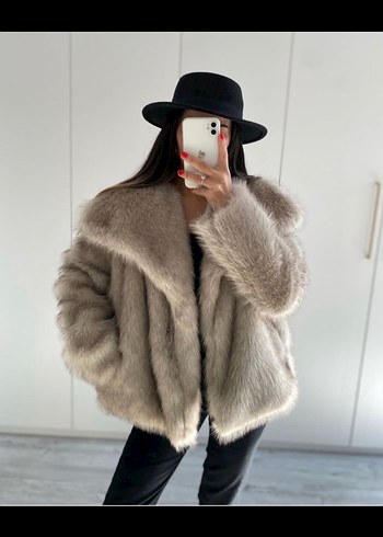 Zara Bej Kadın Midi Suni Kürk Ceket