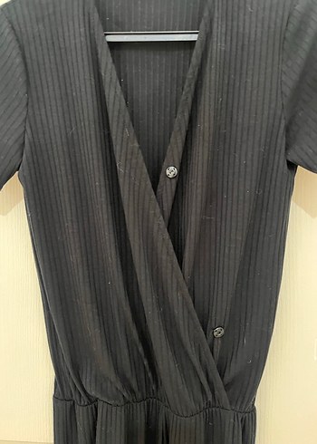 Kadın Siyah Uzun Piliseli tulum - Görsel 4