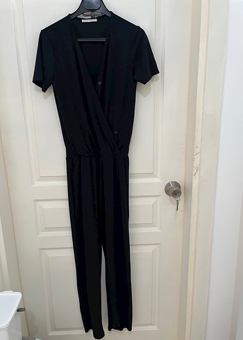 Kadın Siyah Uzun Piliseli tulum - Görsel 5