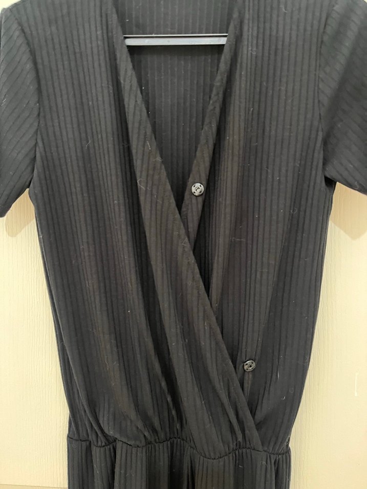 Kadın Siyah Uzun Piliseli tulum - Görsel 4