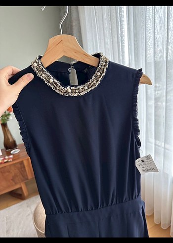 Kemerli Lacivert Uzun Tulum - Görsel 4