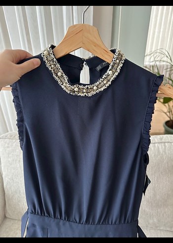 Kemerli Lacivert Uzun Tulum - Görsel 6