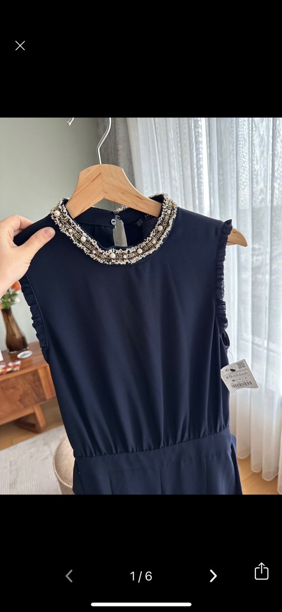 Kemerli Lacivert Uzun Tulum - Görsel 3