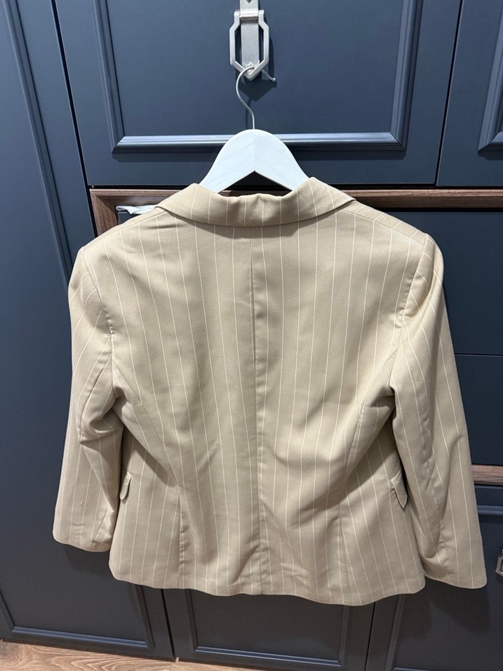 Bej Düğmeli Koton Kadın Blazer Ceket - Görsel 2