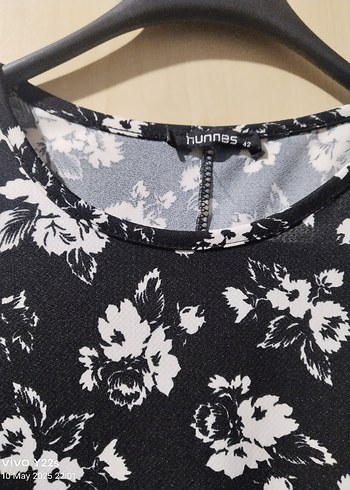 Zara Çiçek Desenli Siyah Uzun Kollu Uzun Elbise
