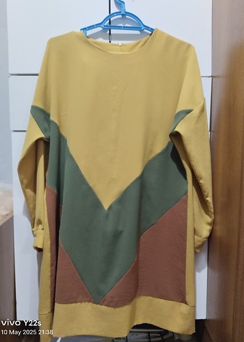 Camel Renk Uzun Kollu Salaş Tunik takım