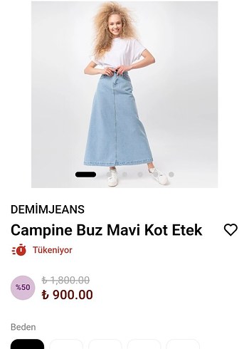 DEMIMJEANS Buz Mavi Uzun Denim Etek