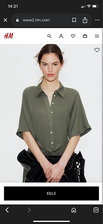 xl Beden haki Renk hm yesil gomlek elbise