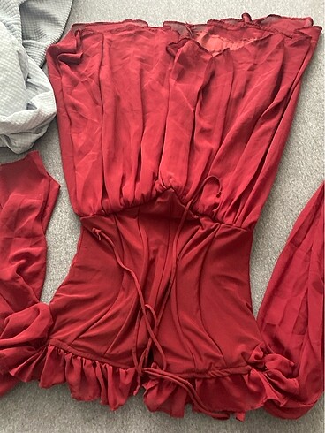 m Beden bordo Renk Bordo omzu açık elbise