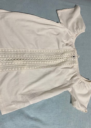 Kadın Beyaz Bohem Dantel Detaylı Bluz - Görsel 2