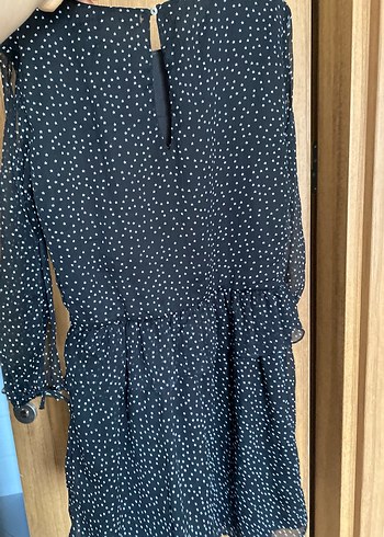 Mavi Puantiyeli Yetim Kollu Elbise - Görsel 3