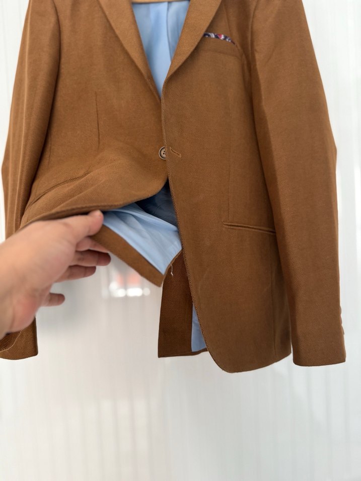 Düğmeli Kahverengi Erkek Ceket - Görsel 5