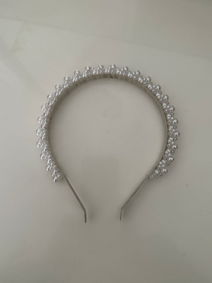 İnci Boncuklu Beyaz Taç - Görsel 2