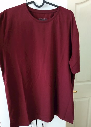 Süvari Bordo Erkek Tişört, Salaş Kesim, Kısa Kollu