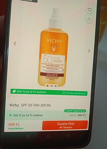  Beden Vichy güneş ürünleri 