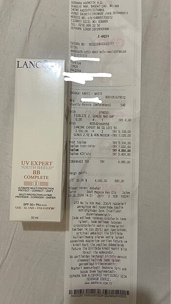 Lancome bb uv kapatıcı