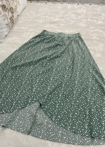 Yeşil Dantel Detaylı Uzun Bohem Etek