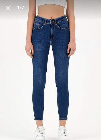 Lacivert yüksek bel skinny jean Pantolon 