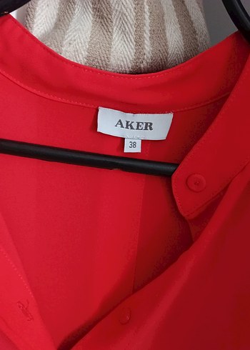 38 Beden Kırmızı Uzun Kollu düğmeli Kadın Tunik