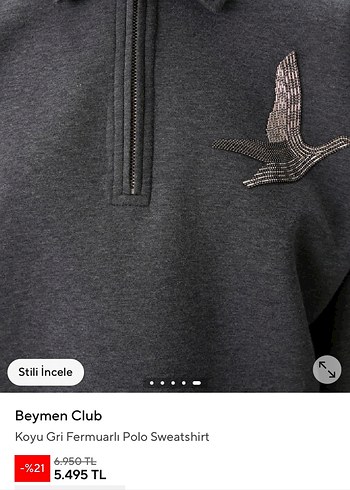 Kuş Nakışlı Beymen Club sweatshirt - Görsel 6