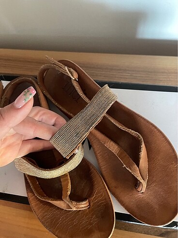 38 Beden kahverengi Renk Taba inci 38 numara sandalet