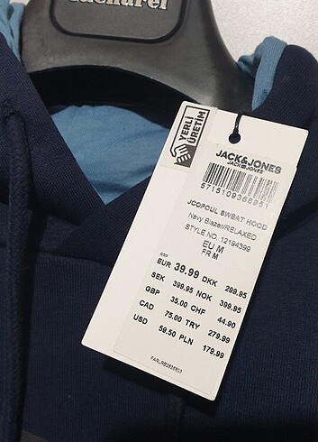 m Beden Jack Jones Kapüşon Sweatshirt - Lacivert