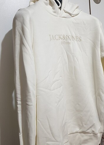 m Beden Jack Jones Kapüşonlu Sweatshirt - Beyaz