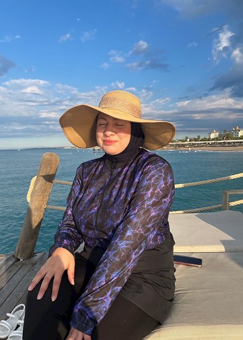 Bohem Tarz Uzun Kollu Lacivert Bağlamalı Mayo - Görsel 2