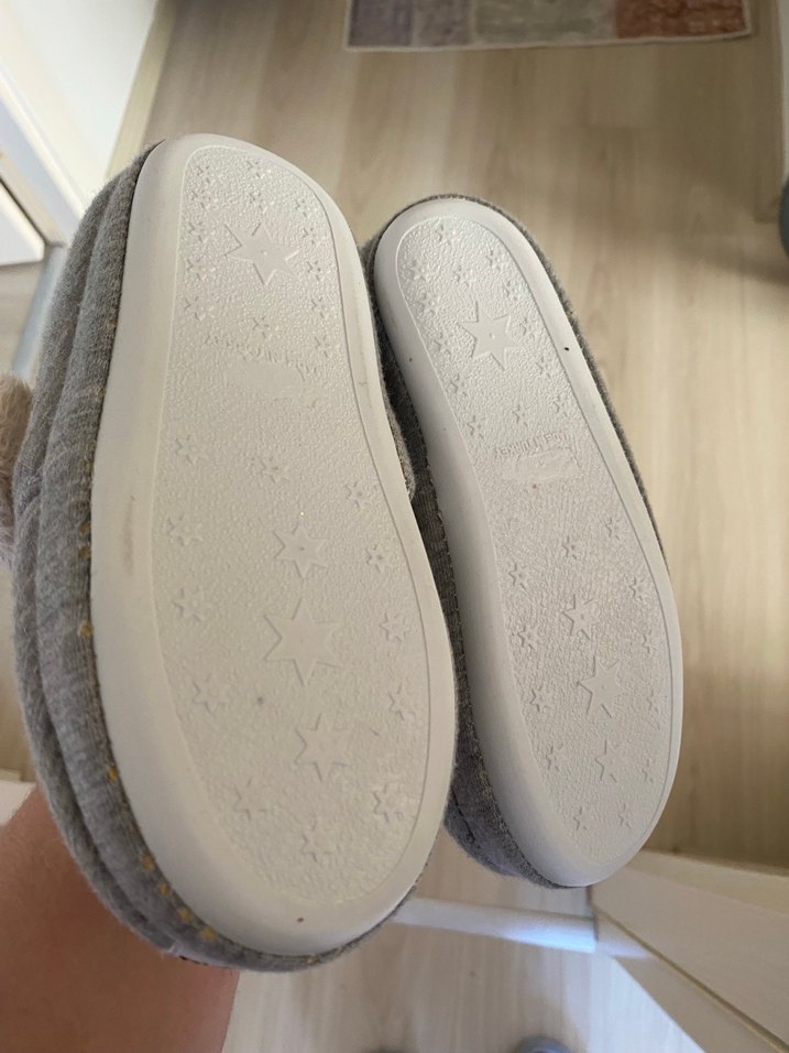 Gri Nakışlı Kız Çocuk Sıcak Ev Terliği - Görsel 2