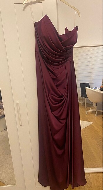 Vişne çürüğü Fuşya Abiye Elbise