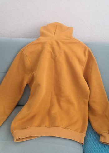 Sarı Kapüşonlu Kadın Sweatshirt - Görsel 5