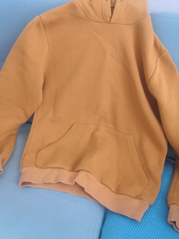 Sarı Kapüşonlu Kadın Sweatshirt - Görsel 4