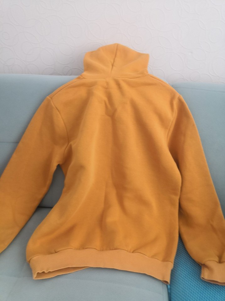 Sarı Kapüşonlu Kadın Sweatshirt - Görsel 5