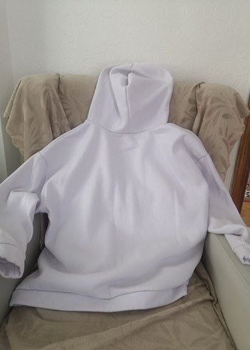 Beyaz Baskılı Kapüşonlu Kadın Sweatshirt - Görsel 6