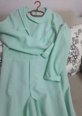 Turkuaz Uzun Hamile Tunik Yaka Detaylı - Görsel 3