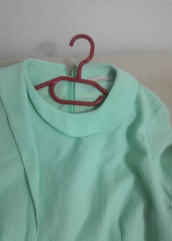 Turkuaz Uzun Hamile Tunik Yaka Detaylı - Görsel 2