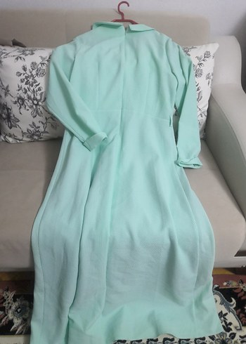 Turkuaz Uzun Hamile Tunik Yaka Detaylı - Görsel 6