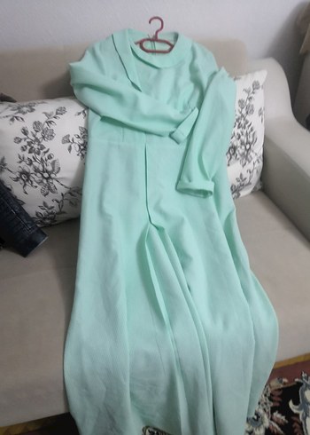 Turkuaz Uzun Hamile Tunik Yaka Detaylı - Görsel 4