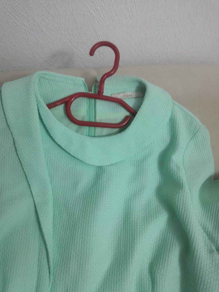 Turkuaz Uzun Hamile Tunik Yaka Detaylı - Görsel 2