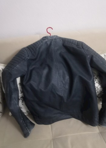 Gri Deri Biker Ceket Kadın - Görsel 6