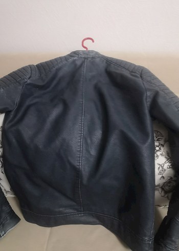 Gri Deri Biker Ceket Kadın - Görsel 3