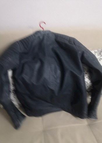 Gri Deri Biker Ceket Kadın - Görsel 5