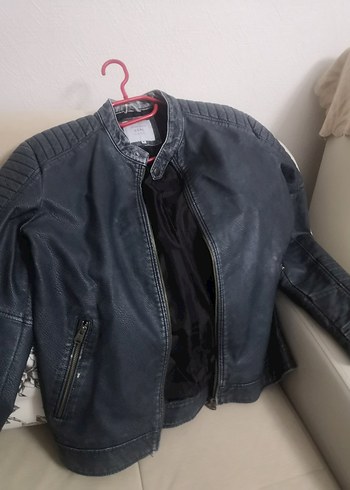 Gri Deri Biker Ceket Kadın - Görsel 7