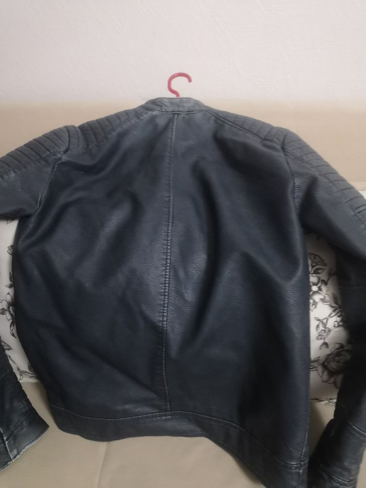 Gri Deri Biker Ceket Kadın - Görsel 3