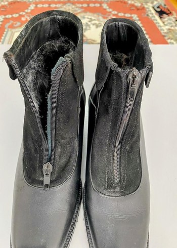 Fermuarlı Siyah Süet Kadın Dolgu Topuk Bot - Görsel 5