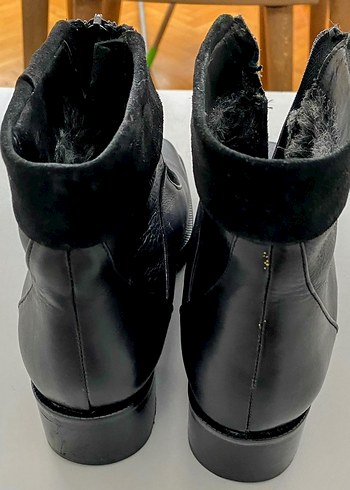Fermuarlı Siyah Süet Kadın Dolgu Topuk Bot - Görsel 6